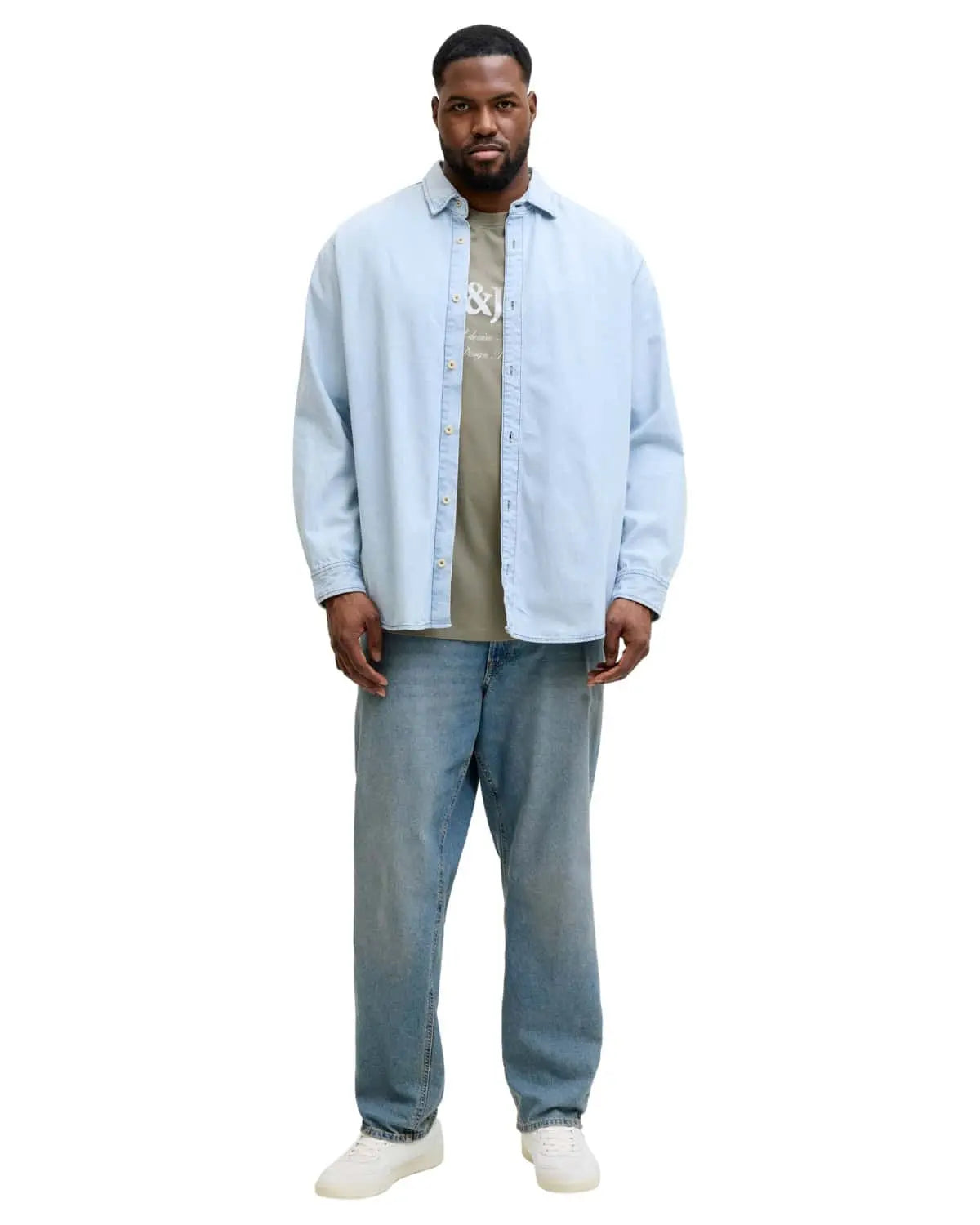 Pánské velké tričko s potiskem Jack &amp; Jones 12295977 khaki