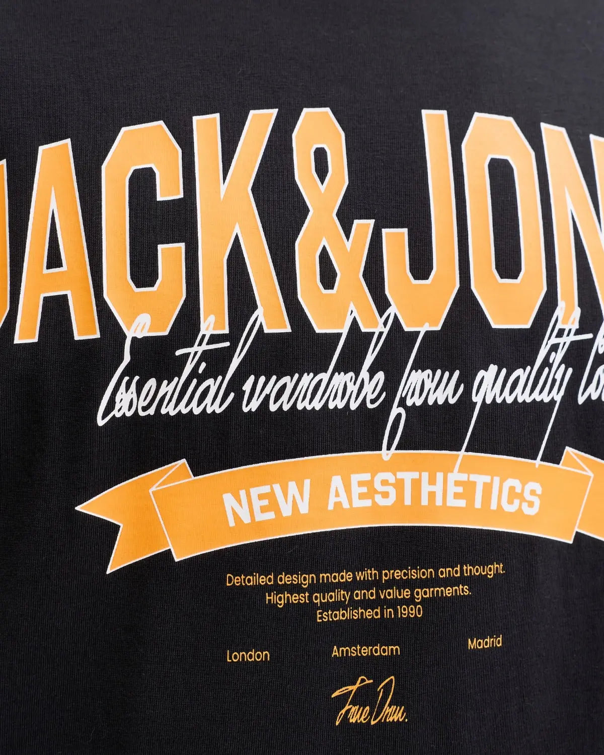 Velké pánské tričko s krátkým rukávem s výrazným potiskem Jack &amp; Jones 12289691 černé