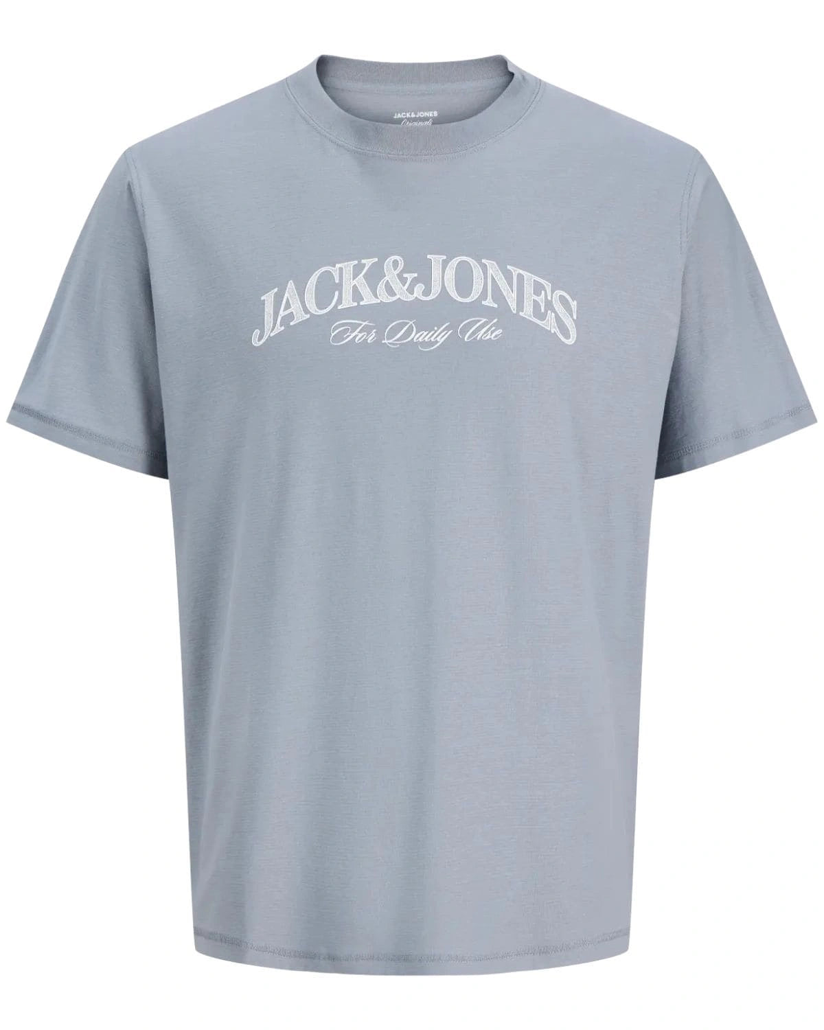 Duża męska koszulka krótki rękaw t-shirt z nadrukiem Jack &amp; Jones 12297126 szaroniebieski