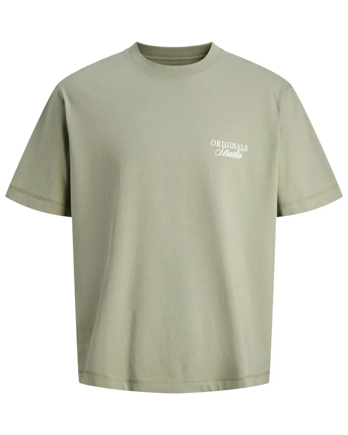 Duża męska koszulka krótki rękaw t-shirt z nadrukiem na plecach Jack &amp; Jones 12288197 khaki