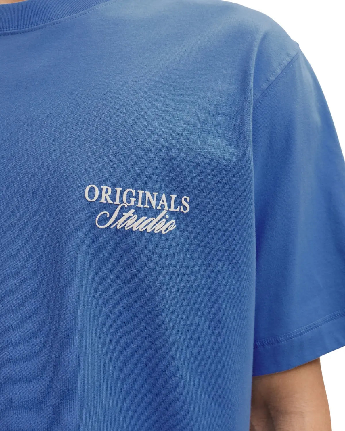 Velké pánské tričko s krátkým rukávem s potiskem na zádech Jack &amp; Jones 12288197 modré