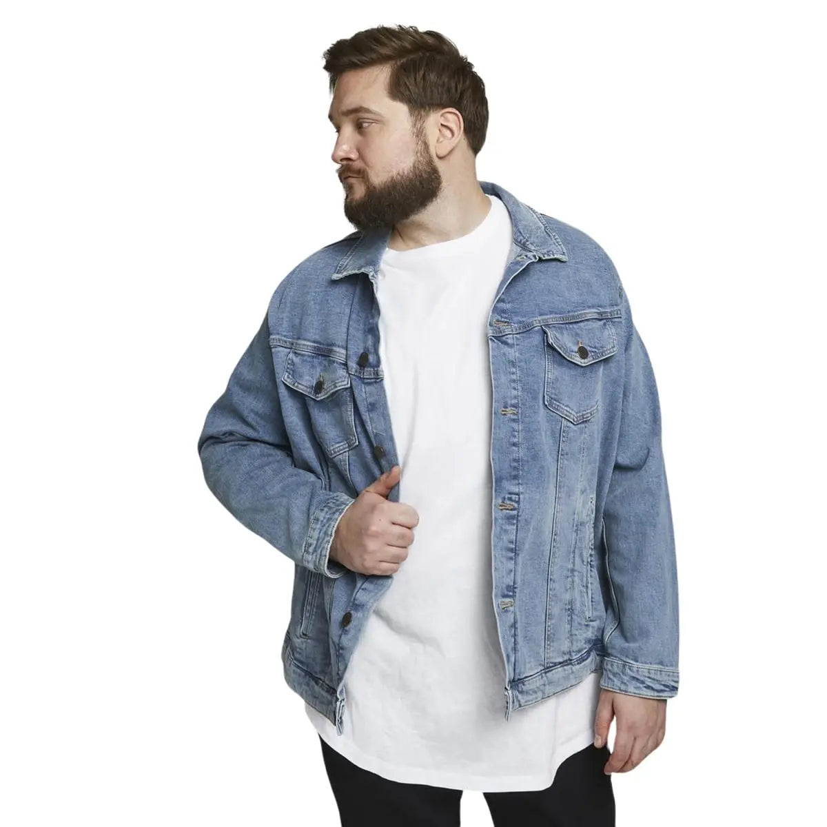 Velké pánské tričko s krátkým rukávem jednobarevné Jack &amp; Jones 12184933 bílá