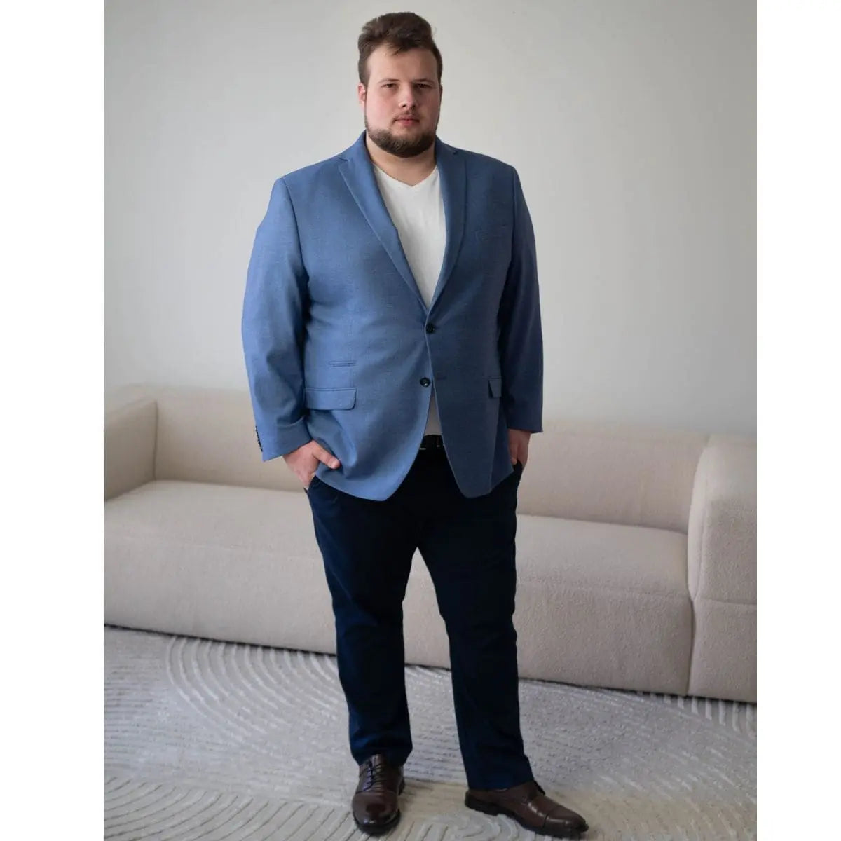 Duże męskie eleganckie spodnie Konik Olek 620 granatowe