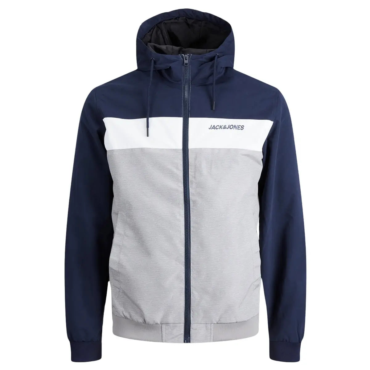 Duża męska kurtka przejściowa z kapturem Jack &amp; Jones 12243517 grantowo-szara