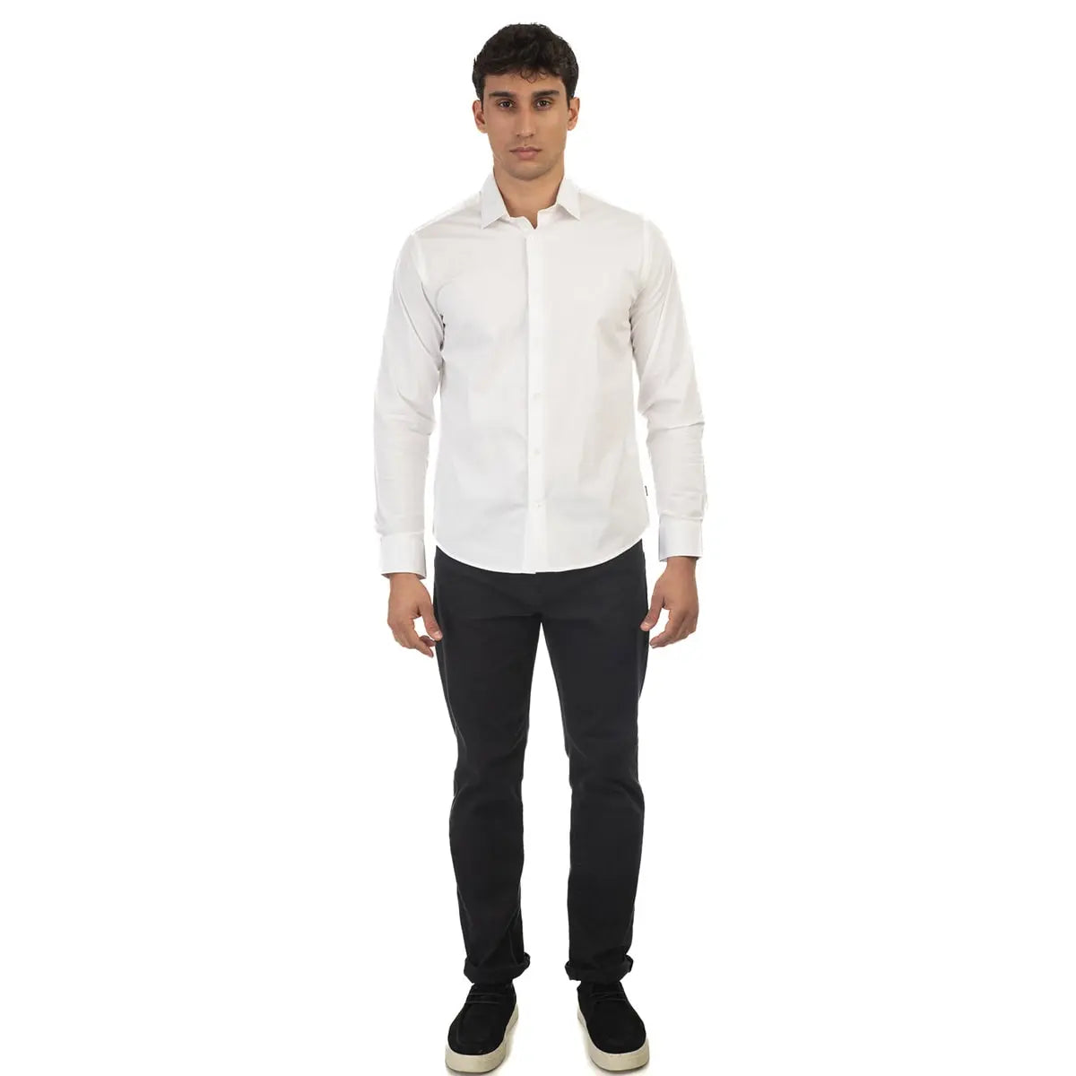 Duża męska koszula długi rękaw gładka elegancka Double Urban Outfitters GS-5039 biała
