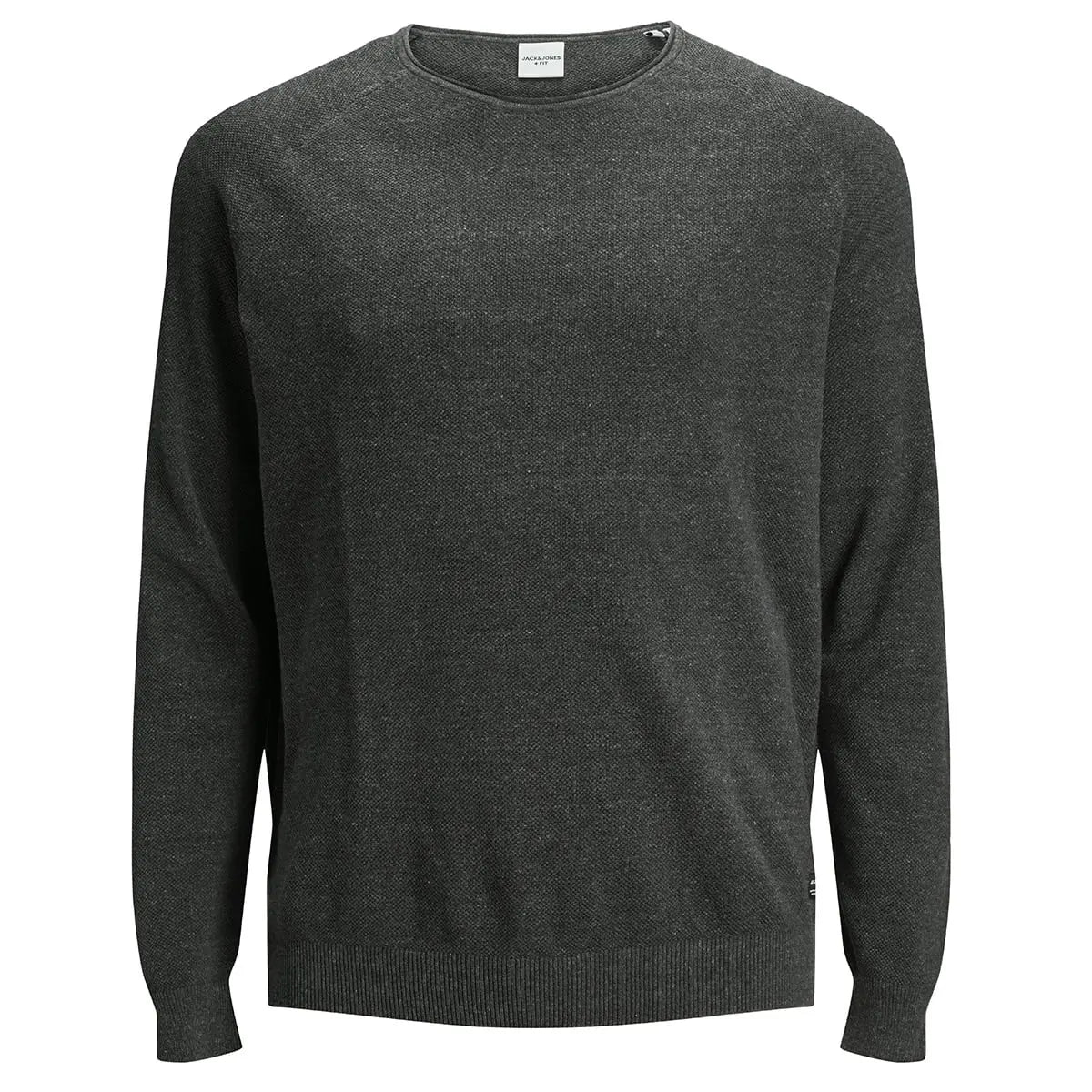 Velký pánský hladký svetr přes hlavu Jack &amp; Jones 12163781 tmavě šedý