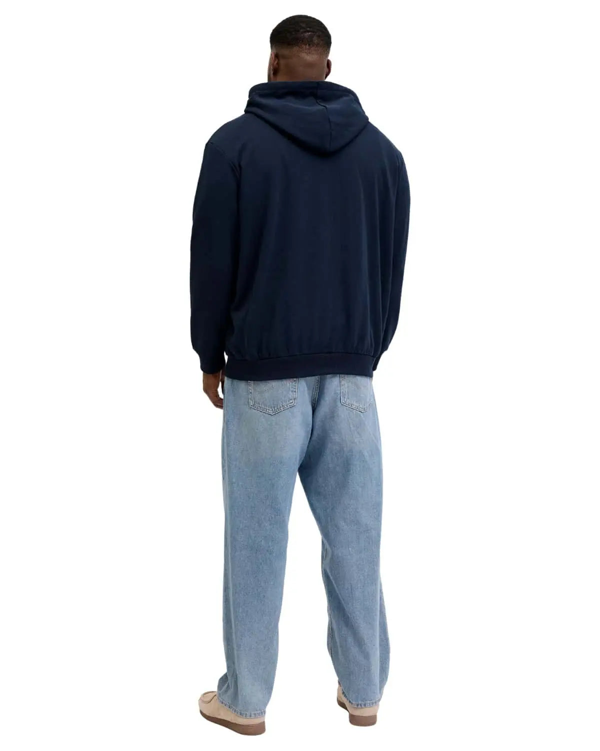 Velká pánská mikina přes hlavu s kapucí Jack &amp; Jones 12294495 tmavě modrá