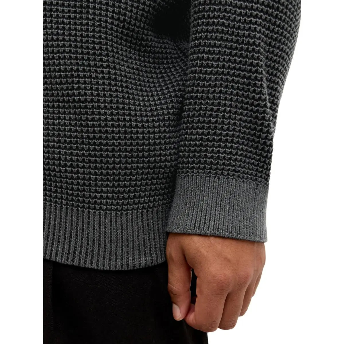 Velká pánská rozepínací mikina s kapucí a strukturální texturou Jack &amp; Jones 12285626 šedo-černá