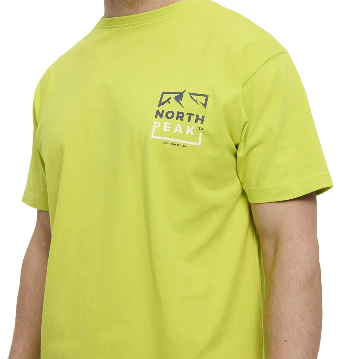 Duży męski t-shirt z nadrukiem koszulka z krótkim rękawem North 56°4 43701-0625 limonkowa