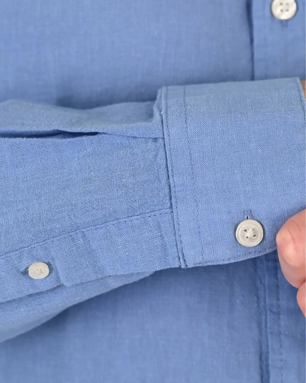 Velká pánská košile s dlouhým rukávem hladká lněná Double Urban Outfitters GS-5190 modrá