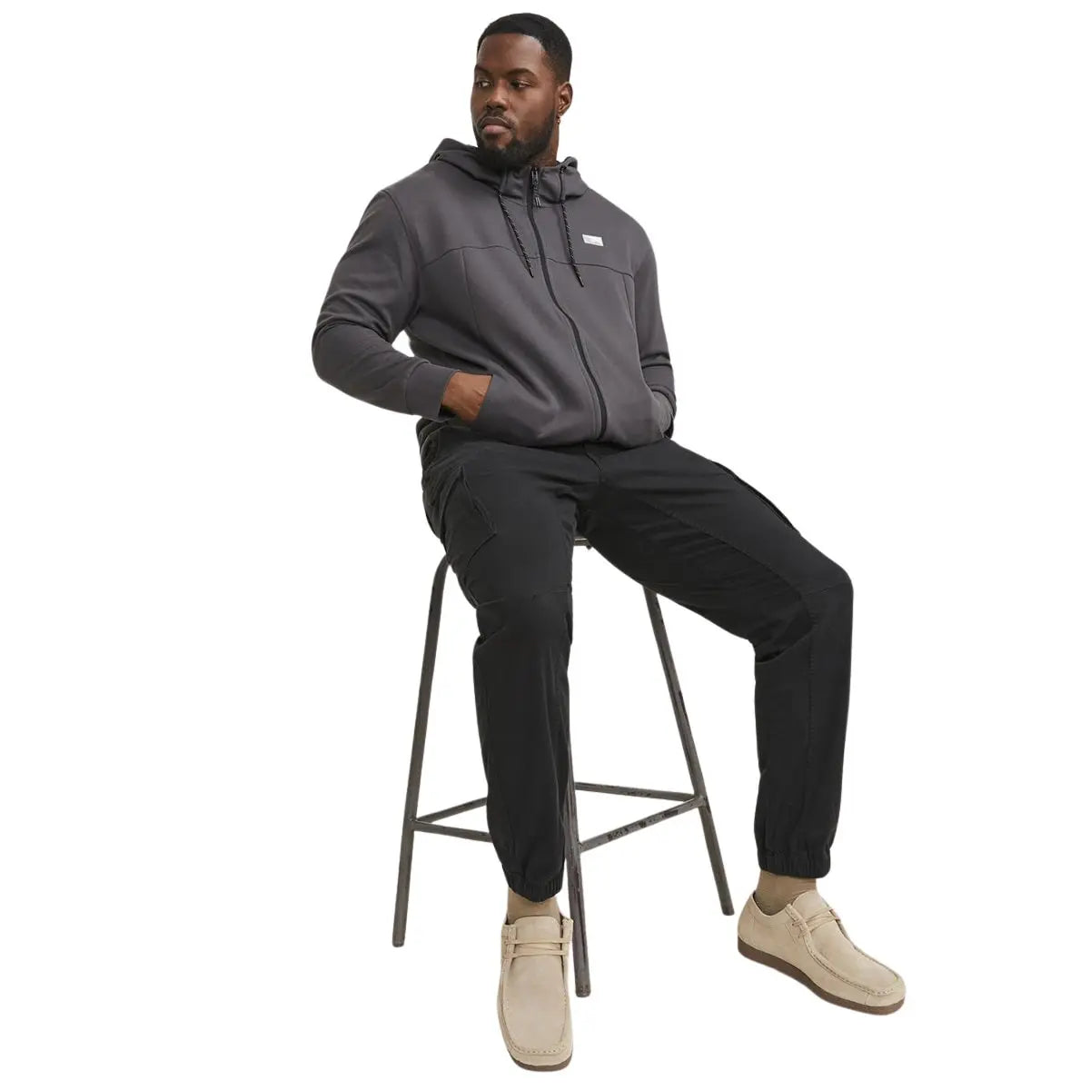 Velké pánské cargo kalhoty se stahovacími šňůrkami Jack &amp; Jones 12181655 černé