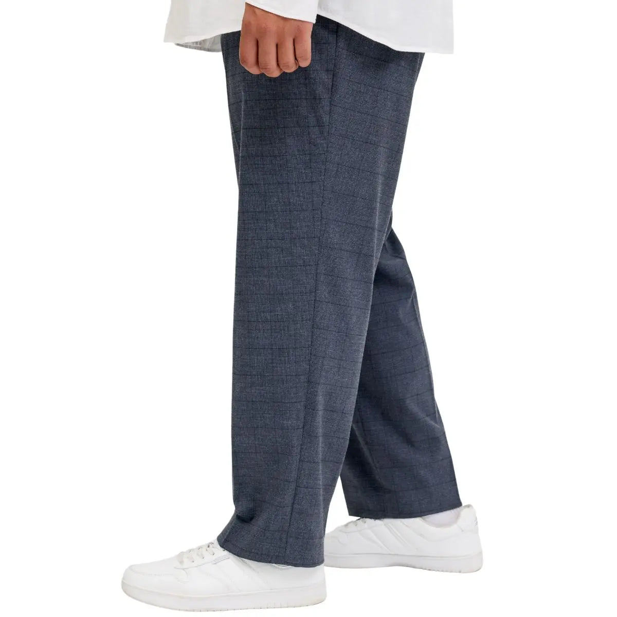 Duże męskie eleganckie spodnie w kratę Jack &amp; Jones 12287547 granatowe