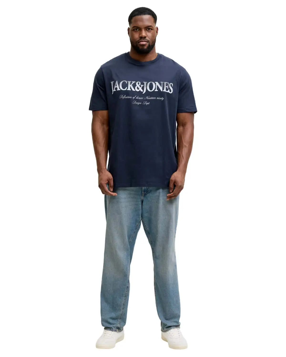 Pánské velké tričko s potiskem Jack &amp; Jones 12295977 tmavě modré