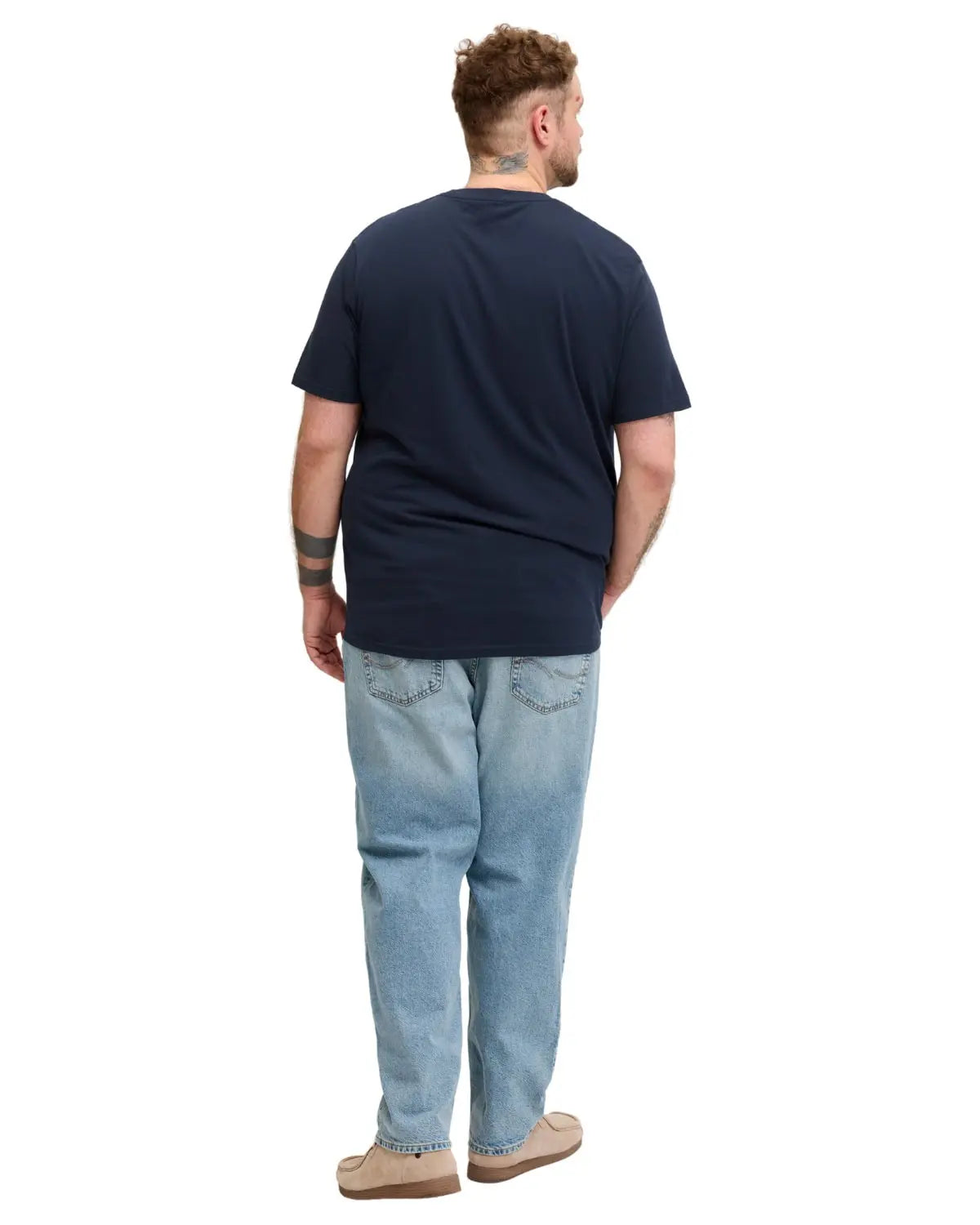 Velké pánské tričko s krátkým rukávem s nápisy Jack &amp; Jones 12294518 tmavě modré