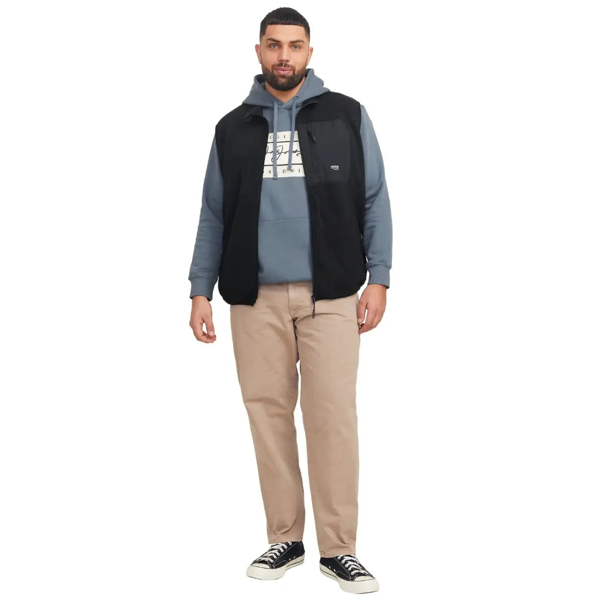 Duża kamizelka męska bezrękawnik polarowy Jack &amp; Jones 12269663 czarny