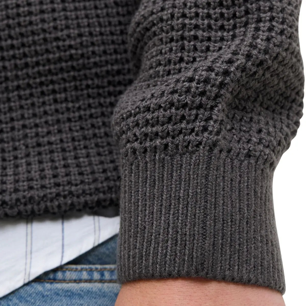 Velký pánský svetr přes hlavu Jack &amp; Jones 12287722 tmavě šedý