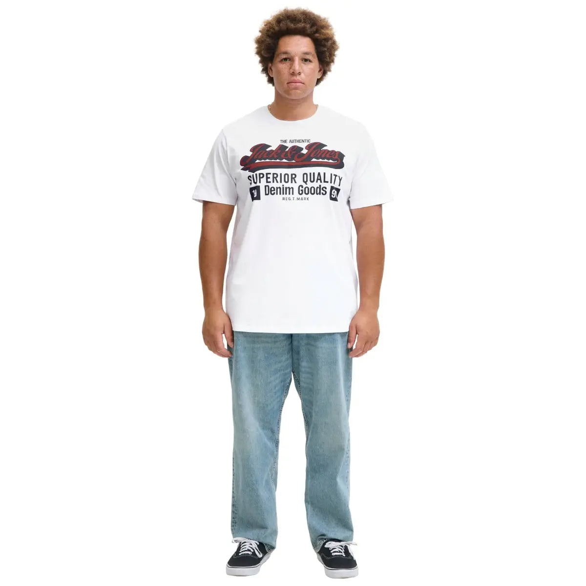 Duże męskie t-shirty z nadrukiem koszulki z krótkim rękawem 3 sztuki Jack &amp; Jones 12287820 biała/czarna/granatowa