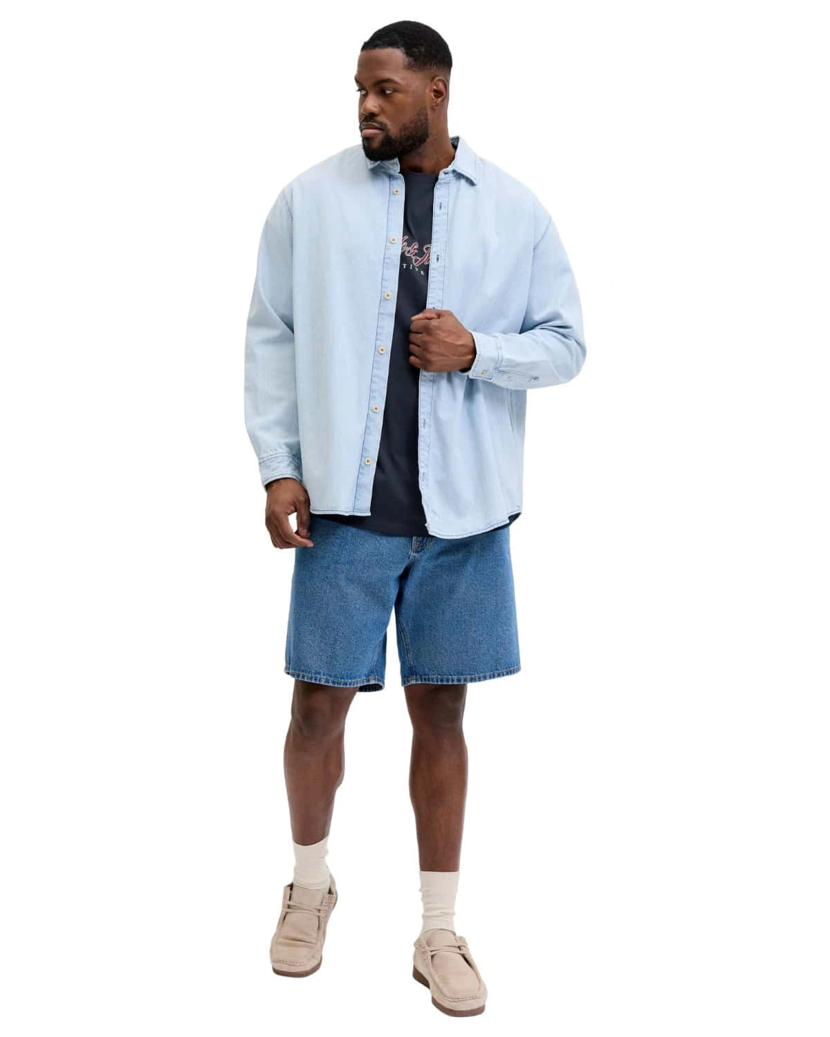 Velké pánské tričko s krátkým rukávem s potiskem Jack &amp; Jones 12297272 tmavě modré