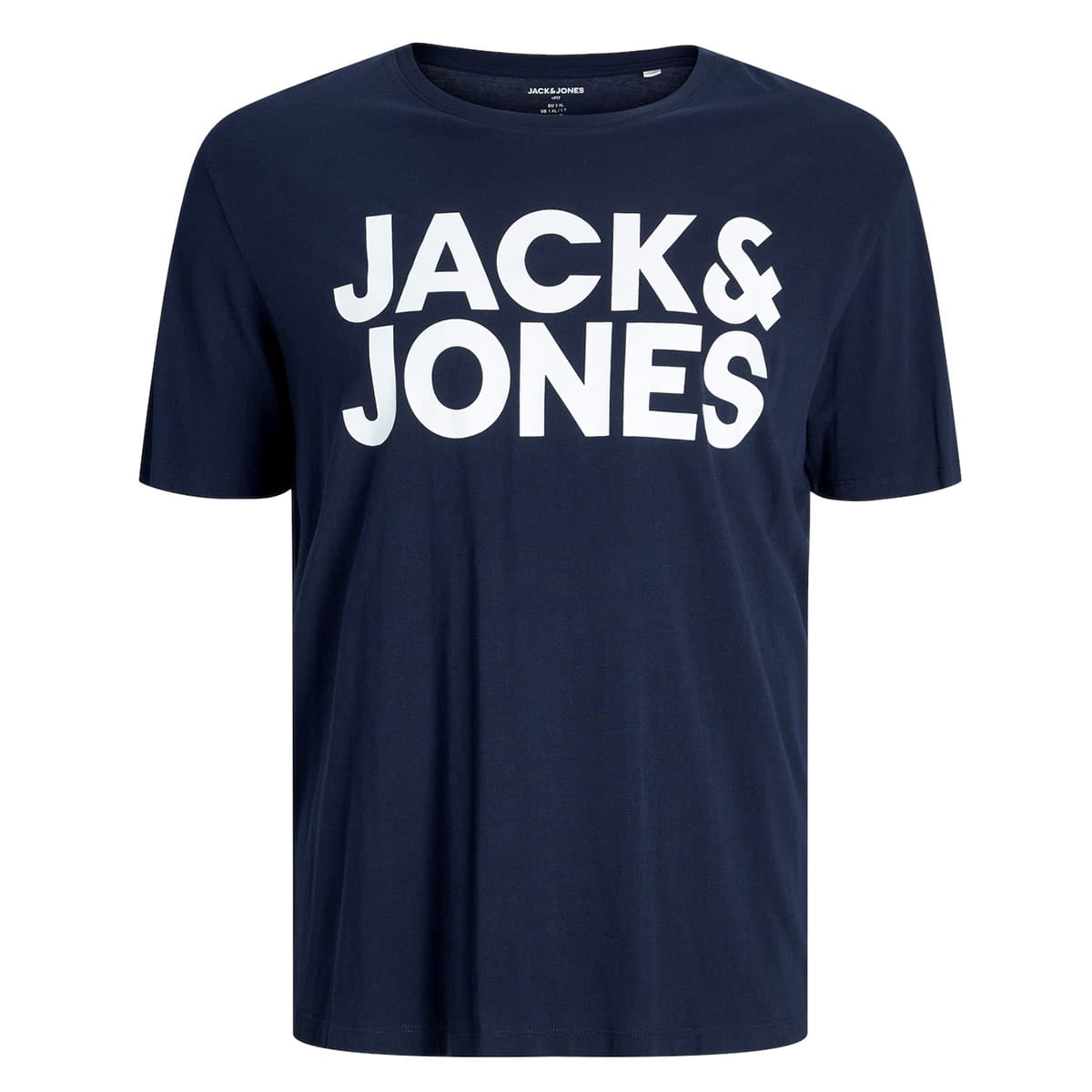 Duża męska koszulka z nadrukiem t-shirt z napisami Jack &amp; Jones 12158505 granatowy
