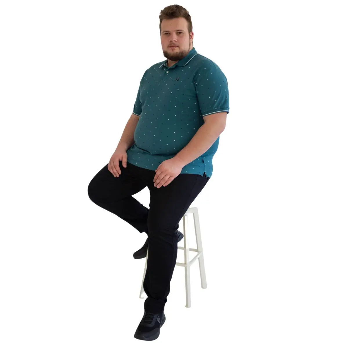 Velká pánská polo tričko  s krátkým rukávem vzorovaná Double Urban Outfitters PS-3036 námořní